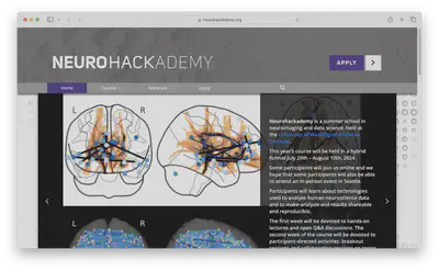 Landing page of the Neurohackademy Summer School website