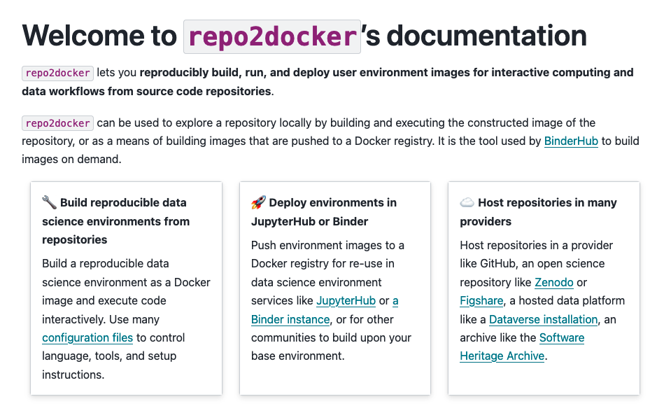 Repo2Docker documentation overhaul