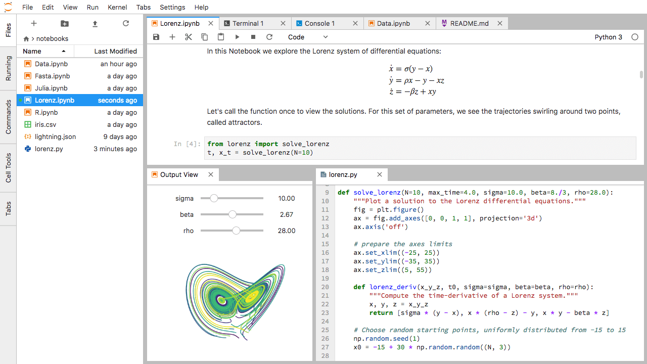 JupyterLab layout