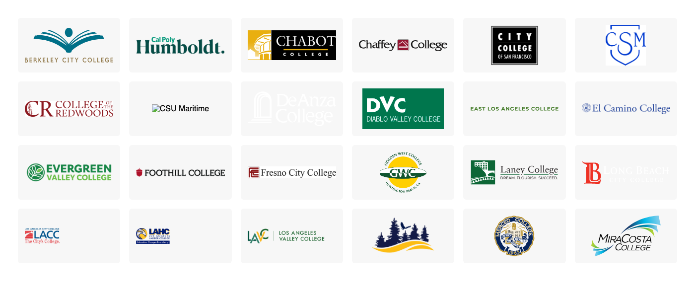 Logos of two dozen colleges and universities with CloudBank Classroom hubs